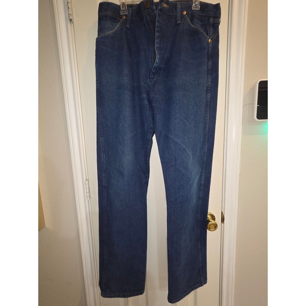 Wrangler 13MWZPW Cowboy Cut Original Fit Jeans Mens 37x36 Dark Wash Denim